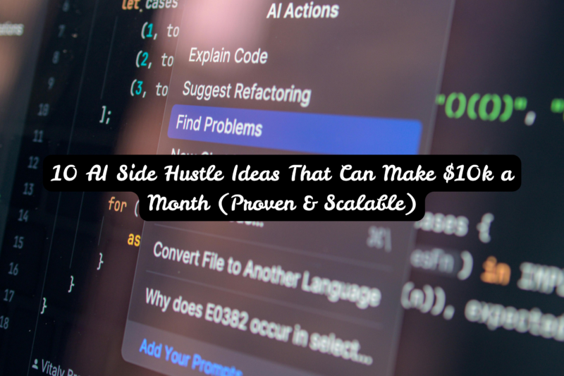 10 AI Side Hustle Ideas That Can Make $10k a Month (Proven & Scalable)