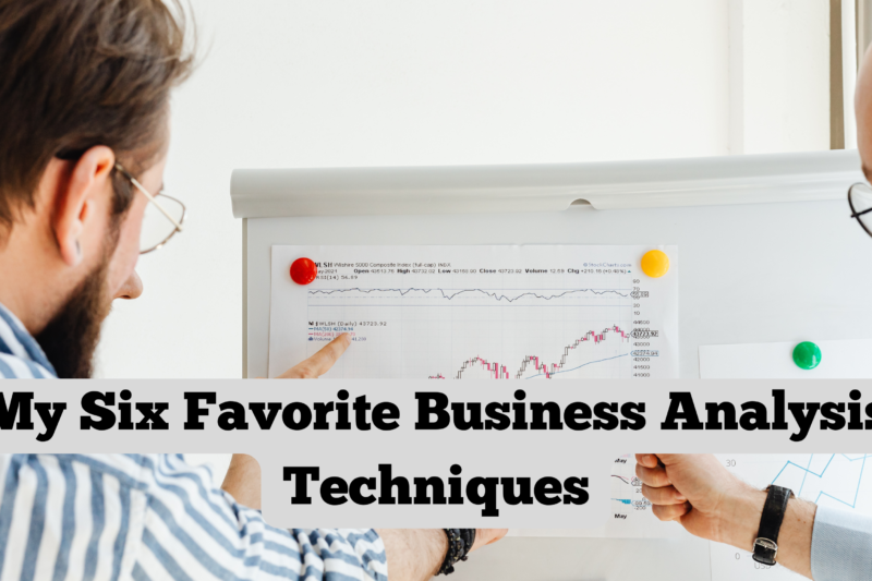 Business analysis techniques shown through charts, frameworks, and strategic planning visuals on a laptop
